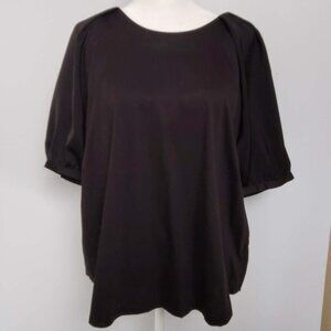 Who What Wear - Black, short puff sleeve blouse Size L -  NWT